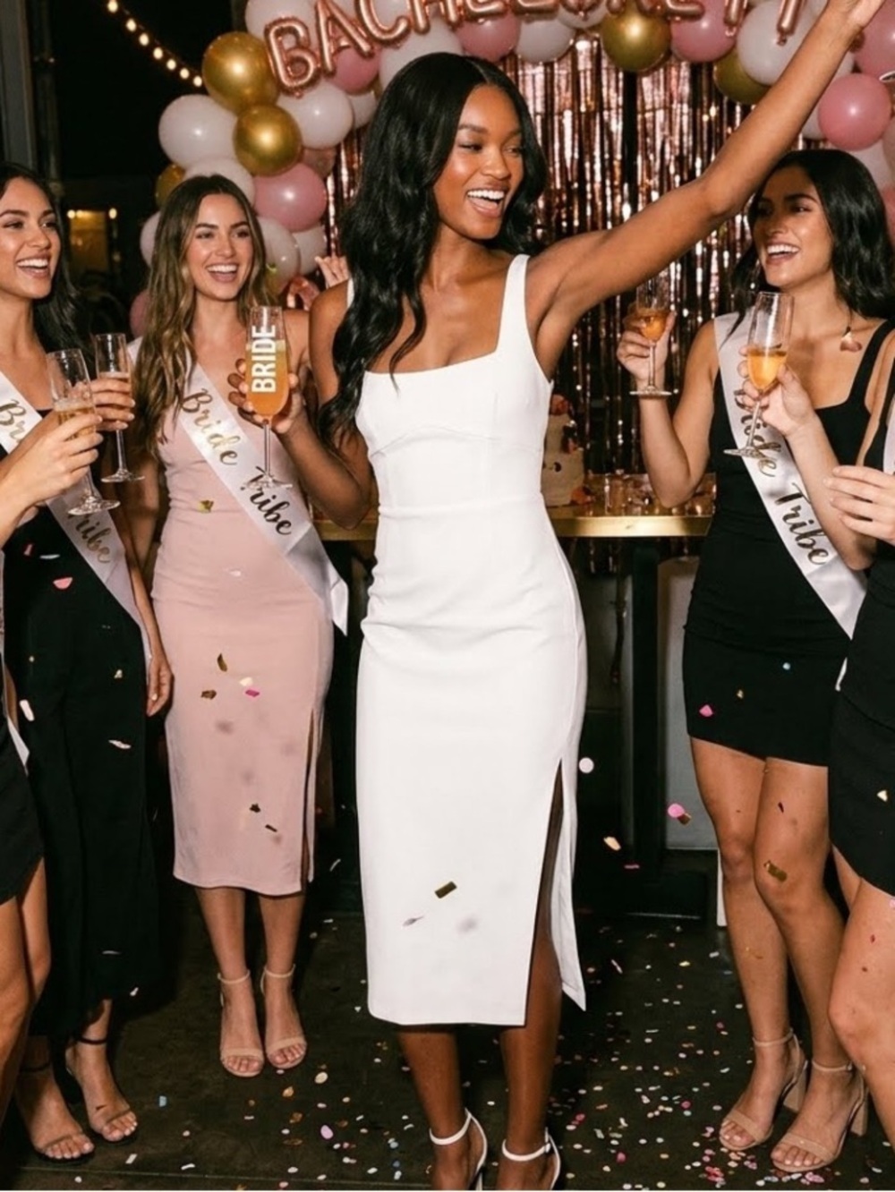 Bachelorette Bride Sash and Party Set - White and Pink Accents